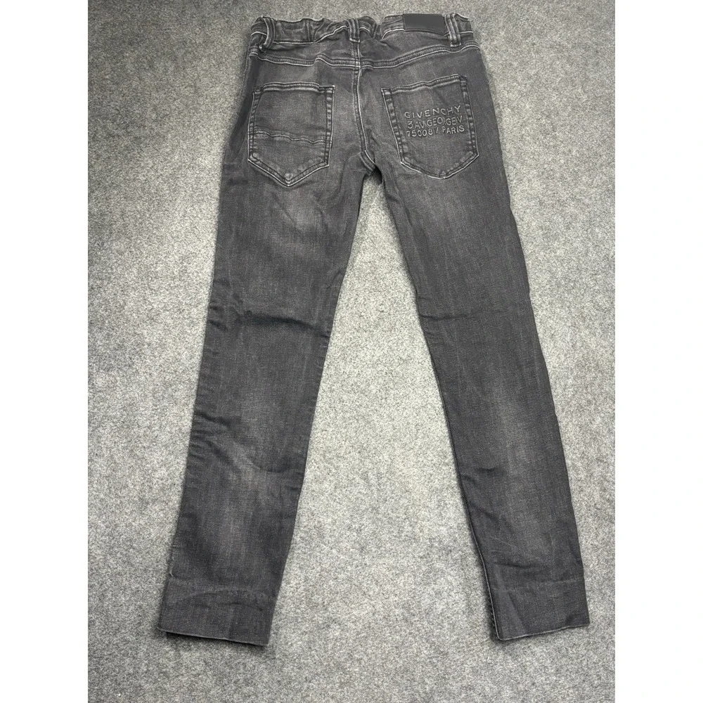 Givenchy Kids Logo Tape Faded Black Denim Jeans Boys Size 12 Stretch